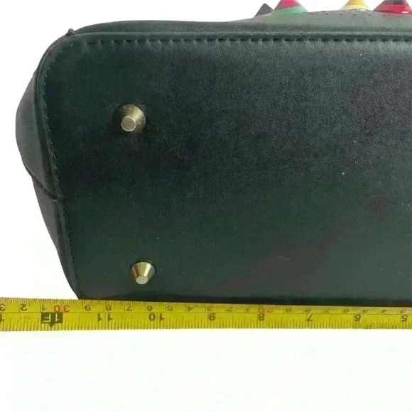 Black  Tote Bag Faux Leather Colorful Studs & Grommet Details, Large 80s Rock - Picture 13 of 16